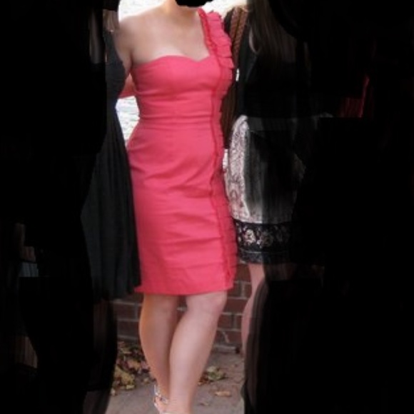 Jessica Simpson Coral One Shoulder Ruffle Dress - Picture 8 of 8